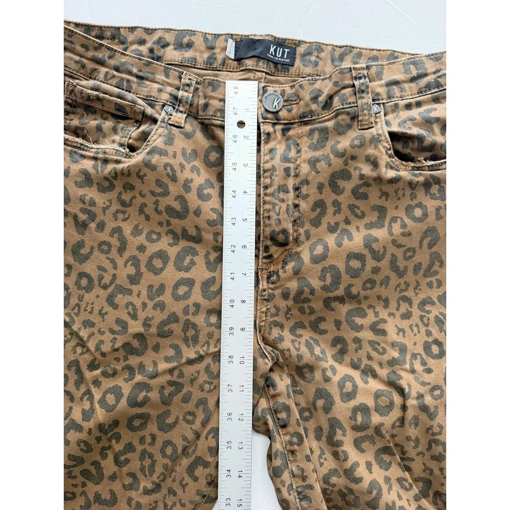 KUT From The Kloth Skinny Jeans Womens 14 Brown Animal Print Mid Rise 36x28